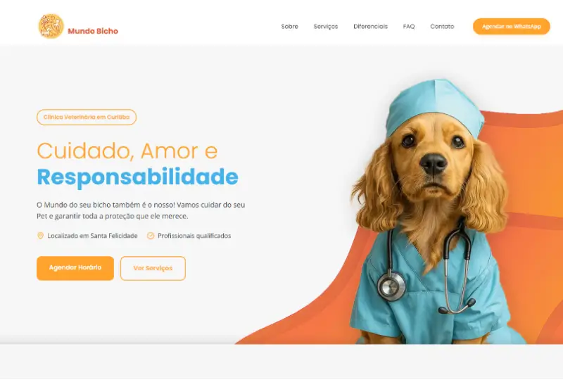 Screenshot do site Mundo Bicho